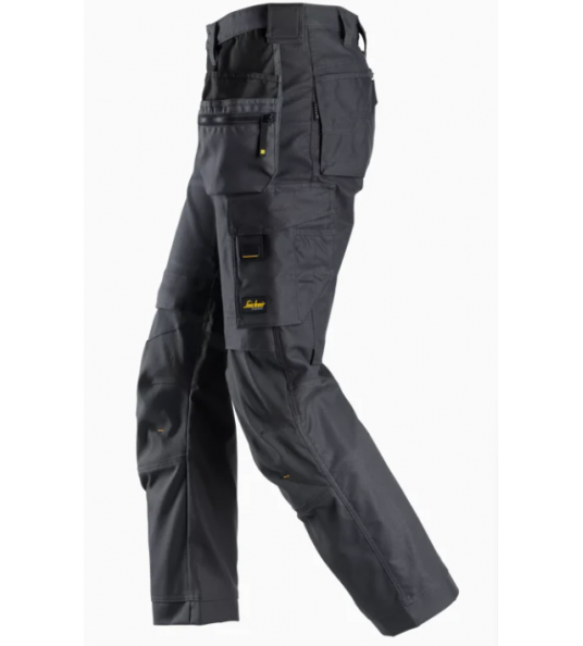 SNICKERS 6224 ALLROUNDWORK CANVAS STRETCH TROUSERS MET HOLSTERPOCKETS ZWART/GRIJS MT 48