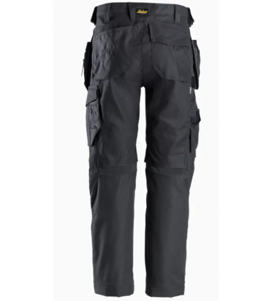 SNICKERS 6224 ALLROUNDWORK CANVAS STRETCH TROUSERS MET HOLSTERPOCKETS ZWART/GRIJS MT 48