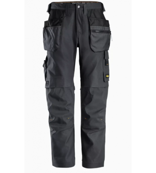 SNICKERS 6224 ALLROUNDWORK CANVAS STRETCH TROUSERS MET HOLSTERPOCKETS ZWART/GRIJS MT 50