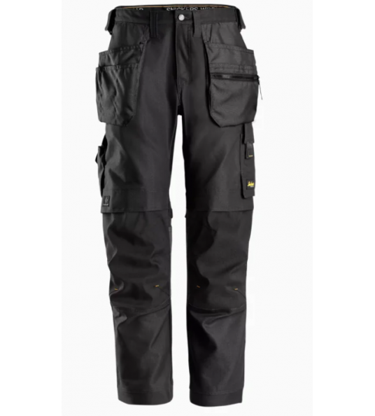 SNICKERS 6224 ALLROUNDWORK CANVAS STRETCH TROUSERS MET HOLSTERPOCKETS ZWART MT 52