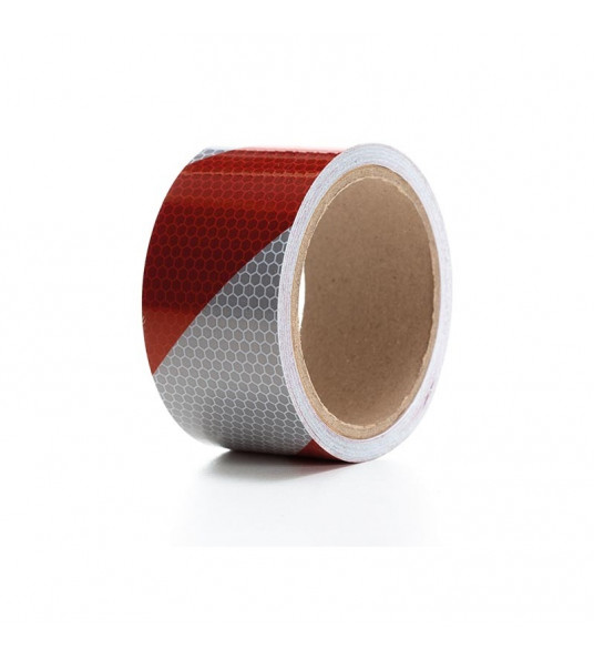PEREL REFLECTERENDE TAPE HONINGRAAT 50MM ROOD/WIT 5 METER