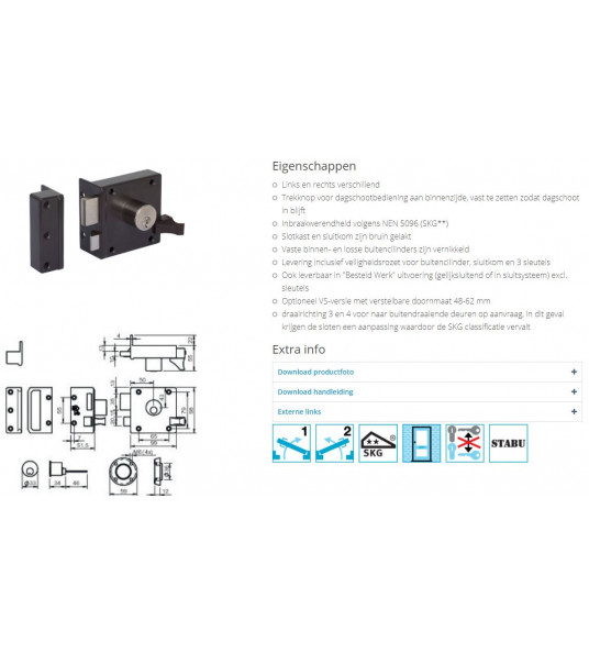 1754-2 LIPS-C2, CILINDEROPLEGSLOT MET LOSSE BUITENCILINDER, DAG- EN NA 1754-2 LIPS-C2, CILINDEROPLEGSLOT MET LOSSE BUITENCILINDER, DAG- EN NA