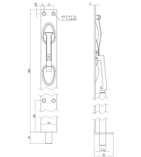 KANTSCHUIF 25MM/300MM RVS