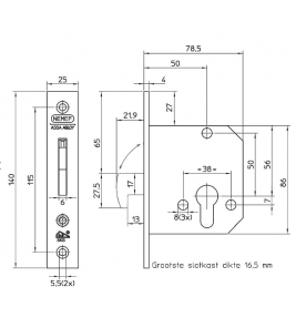 NEMEF VEILIGHEIDSBIJZETSLOT SKG** 4208/17-50 MET HAAKSCHOOT RVS VOORPLAAT