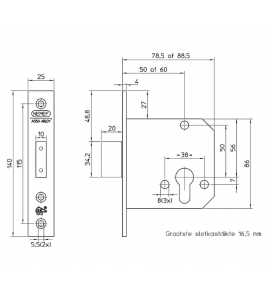 NEMEF VEILIGHEIDSBIJZETSLOT SKG** 4228/17-50 DM 50MM RVS VOORPLAAT