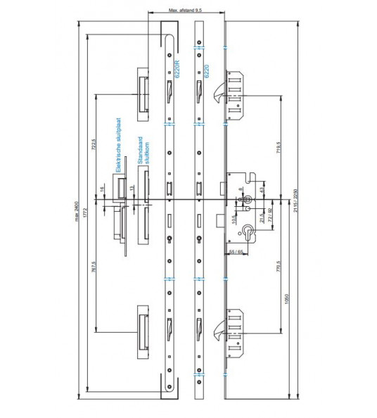 BUVA MEERPUNTSLUITING 6220 DM 55 / PC 72 VP 20 X 2115MM DIN LINKS