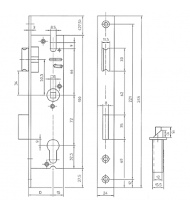 MAUER SMALDEURSLOT 4472 PC72 DOORNMAAT 25 MM LS/RS RVS