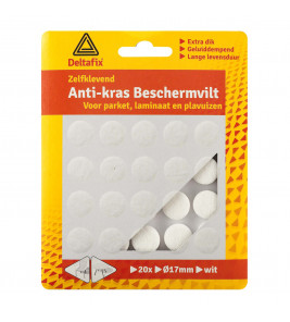 ANTI-KRAS BESCHERMVILT ROND WIT 17 MM 20 STUKS