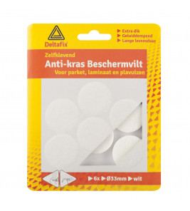 ANTI-KRAS BESCHERMVILT ROND WIT 33 MM 6 STUKS