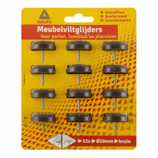 MEUBELVILTGLIJDER MET SCHROEF BRUIN 28 MM 12 STUKS