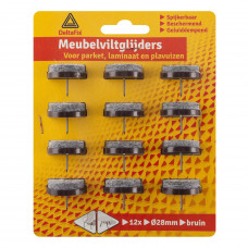 MEUBELVILTGLIJDER MET NAGEL BRUIN 28 MM 12 STUKS