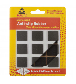 ANTI-SLIPRUBBER ZELFKLEVEND ZWART 25 MM X 25 MM 9ST