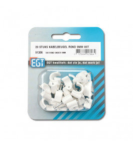 20 STUKS KABELBEUGEL ROND 9MM WIT