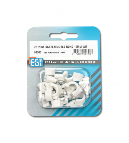 20 STUKS KABELBEUGEL ROND 10MM WIT