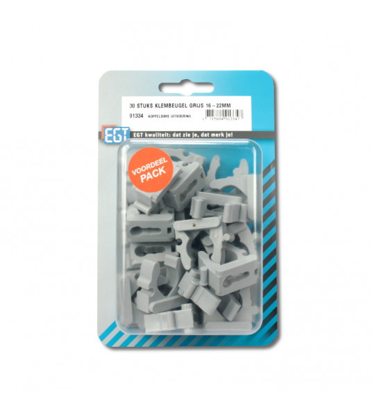 KLEMBEUGEL GRIJS KOPPELBAAR 16-22MM 30 STUKS