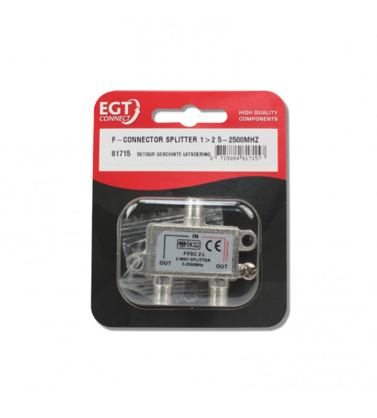 F-CONNECTOR SPLITTER 1->2 VOOR 5-2500MHZ KABELKEUR