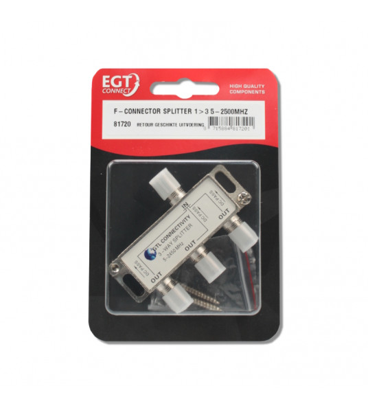 F-CONNECTOR SPLITTER 1->3 VOOR 5-2500MHZ