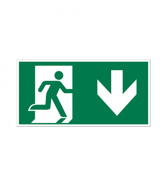 BORD NOODUITGANG NAAR BENEDEN 150X300 MM