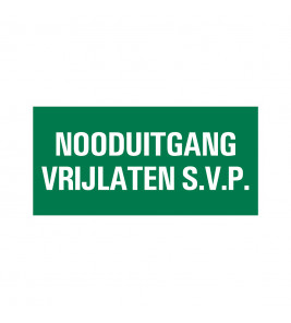 BORD 15X30CM VLUCHTWEG NOODUITGANG VRIJLATEN