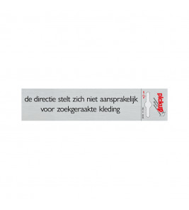BORD ALULOOK DE DIRECTIE STELT ZICH NIET... 165X44 MM ZELFKLEVEND