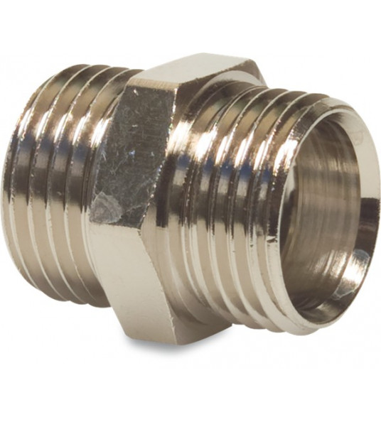 MULTI-FIT NIPPEL MESSING VERNIKKELD 1/2" BUITENDRAAD 20BAR KIWA