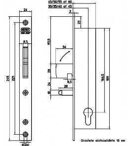 9692/07-30 HAAKSCHOOTSLOT, DM30MM, VOORPLAAT RVS 24X245MM RECHTHOEKIG,