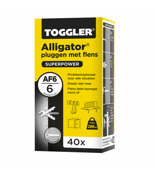 ALLIGATORPLUG MET FLENS TOGGLER 6MM AF 6