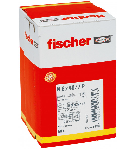 FISCHER N 6X40/7 P NAGELPLUG (50) FISCHER N 6X40/7 P NAGELPLUG (50)