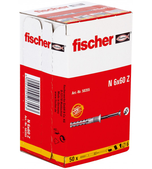 FISCHER N 6X60/30 S NAGELPLUG FISCHER N 6X60/30 S NAGELPLUG