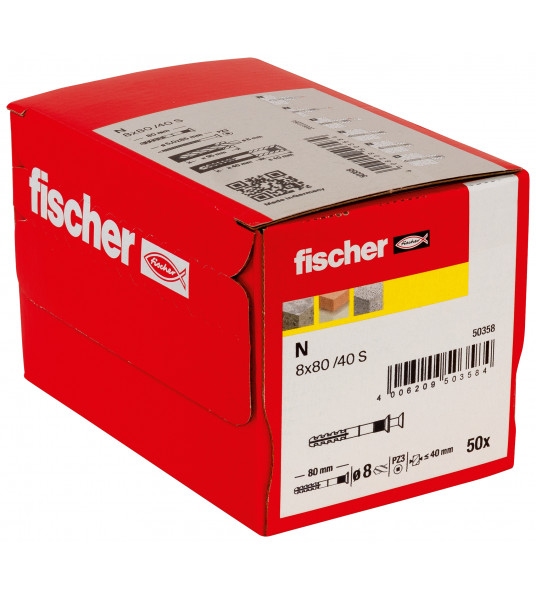 FISCHER N 8X80/40 S NAGELPLUG (50) FISCHER N 8X80/40 S NAGELPLUG (50)