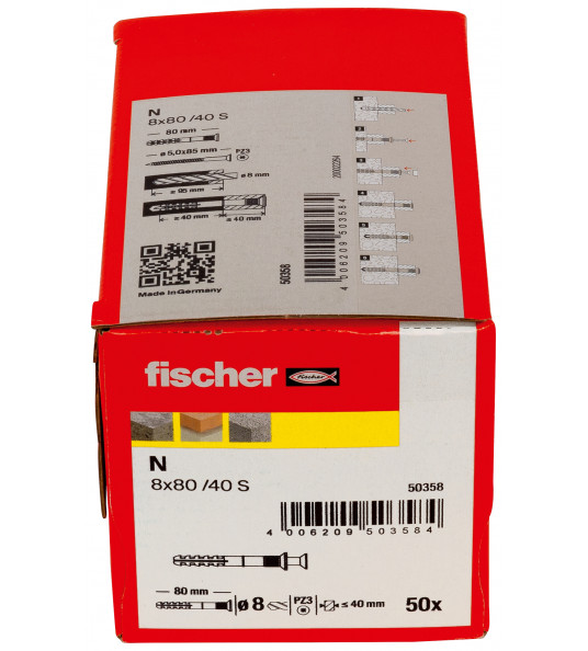 FISCHER N 8X80/40 S NAGELPLUG (50) FISCHER N 8X80/40 S NAGELPLUG (50)