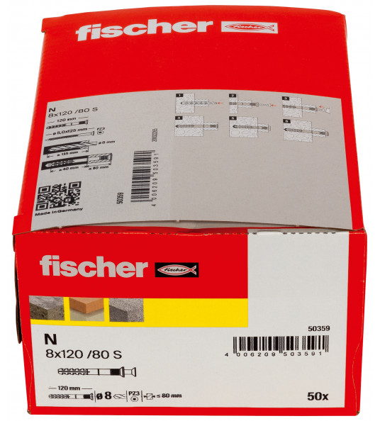 FISCHER N 8X120/80S NAGELPLUG FISCHER N 8X120/80S NAGELPLUG