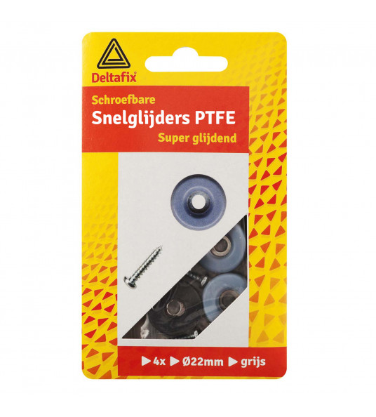 SNELGLIJDERS PTFE MET SCHROEF GRIJS 22 MM 4ST