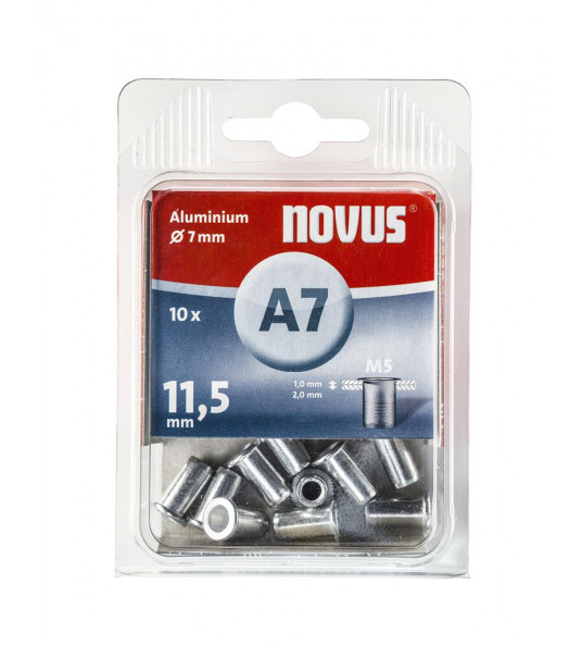 NOVUS BLINDKLINKMOER M5 X 11,5MM ALU 10 ST.