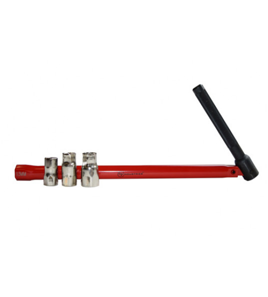 KRAANMOERSLEUTEL 250MM MET 3 LOSSE DOORSTEEK DOPPEN