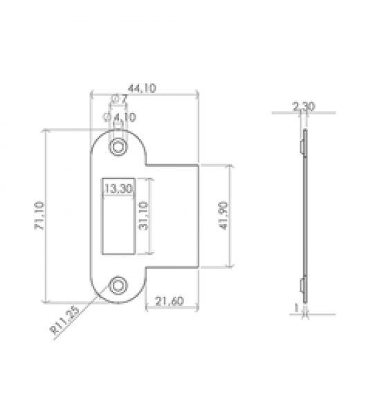 MAUER P1535 SLUITPLAAT RVS DIN LS/RS 1200 SERIE KASTSLOT