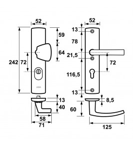 AXA VEILIGHEIDSBESLAG CURVE S-KNOP/KRUK KERNTREK PC72 F1