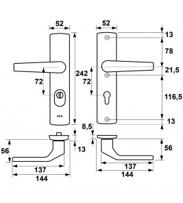 AXA PREMIUM VEILIGHEIDSBESLAG ZWART KRUK ARROW PC72 ANTI-KERNTREK