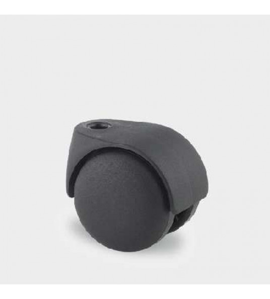 STOELWIEL DUBBEL 50MM KUNSTSTOF ZWART 8MM GAT 40KG