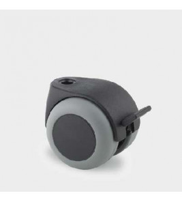 STOELWIEL DUBBEL MET REM 50MM RUBBER GRIJS 8MM GAT 40KG STOELWIEL DUBBEL MET REM 50MM RUBBER GRIJS 8MM GAT 40KG