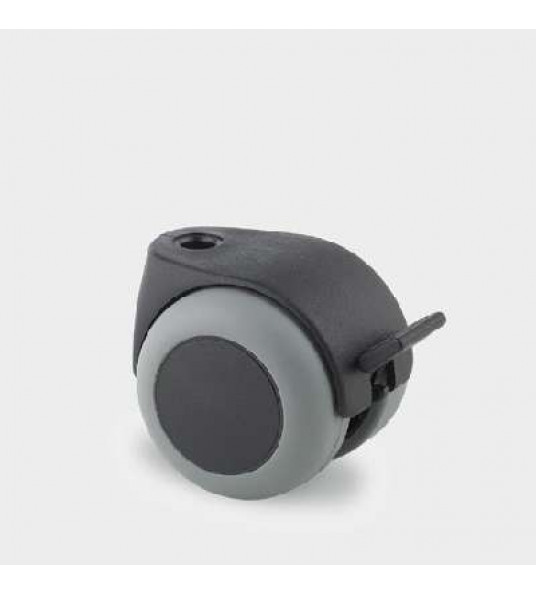 STOELWIEL DUBBEL MET REM 50MM RUBBER GRIJS 8MM GAT 40KG OP=OP